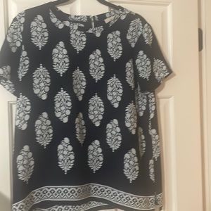 Sheer navy and light blue patterned dress shirt